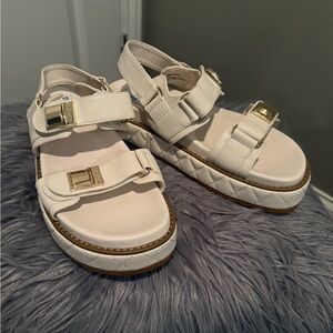 Steve Madden Quilted Sandals with Gold Buckles